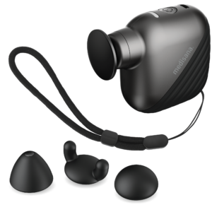 Medisana MG 162 Mini Massage Gun with three massage head attachments